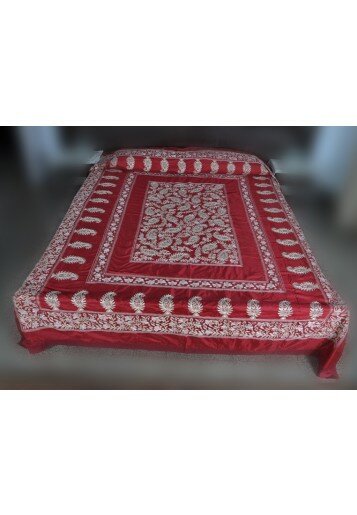Bed Cover - Maroon Silk Floral