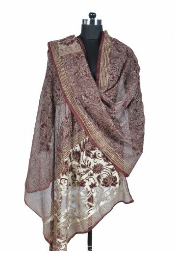 Flowers Kantha on Chiffon