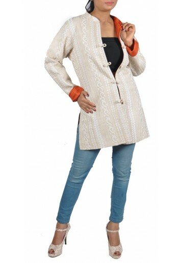 Reversible, Printed and Kantha Embroidered Jacket
