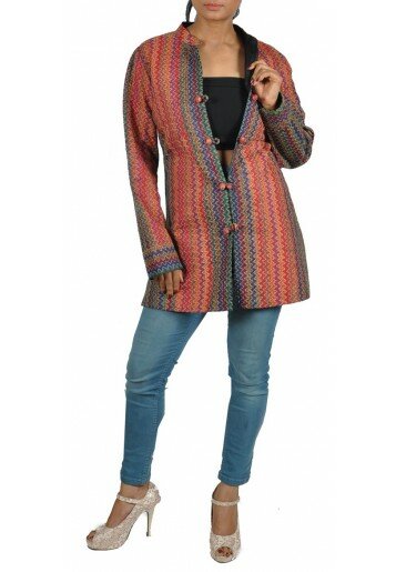 Reversible, Multicoloured Kantha Embroidered Jacket