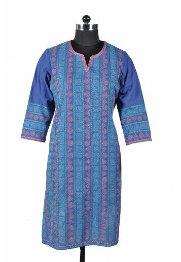 Kantha Embroidered Cotton Kurta