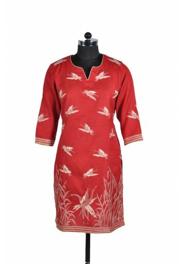 Kantha Embroidered Cotton Kurta