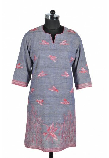 Kantha Embroidered Cotton Kurta