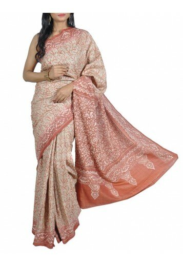Kantha Tye & Dye Tussar Saree