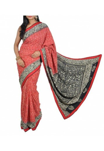 Kantha Tye & Dye (Geometric) Crepe Saree