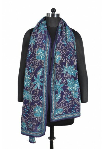 Floral Kantha on Crepe