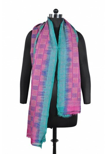 Geometric Kantha on Tussar