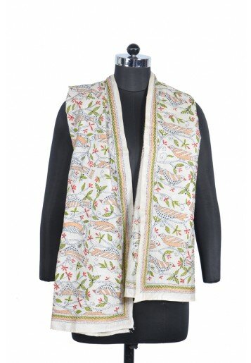 Floral Kantha on Tussar