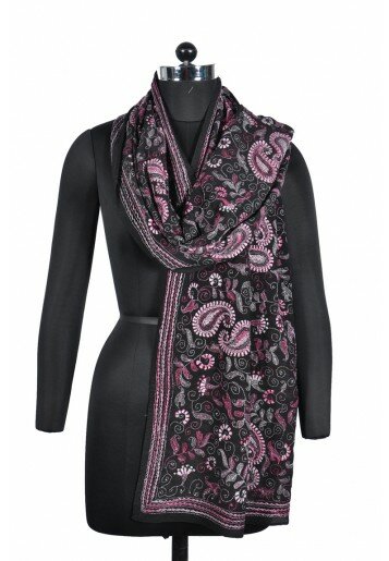 Paisly Jaal Kantha on Crepe
