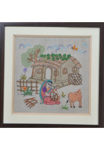 Wall Hanging - Women making Basket